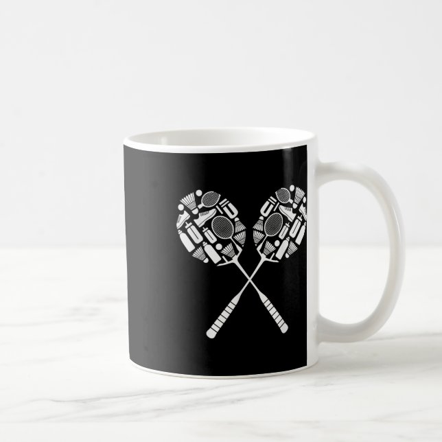 Badminton Shuttle Racket Equipment Icon Silhouette Coffee Mug (Right)