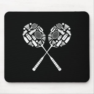 Badminton Shuttle Racket Equipment Icon Silhouette Mouse Pad