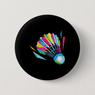 Badminton Shuttle Racquet Sport Badminton Pop Art 6 Cm Round Badge