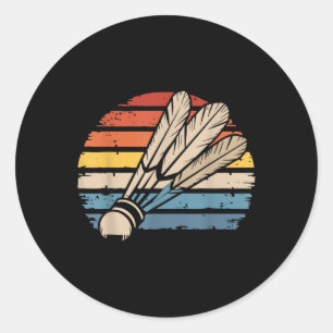 Badminton Shuttle Sunset Distressed Funny Shuttle Classic Round Sticker