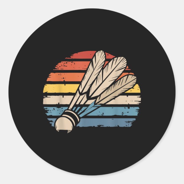 Badminton Shuttle Sunset Distressed Funny Shuttle  Classic Round Sticker (Front)