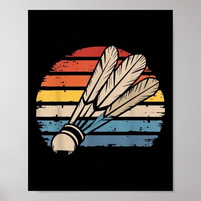 Badminton Shuttle Sunset Distressed Funny Shuttle  Poster (Front)