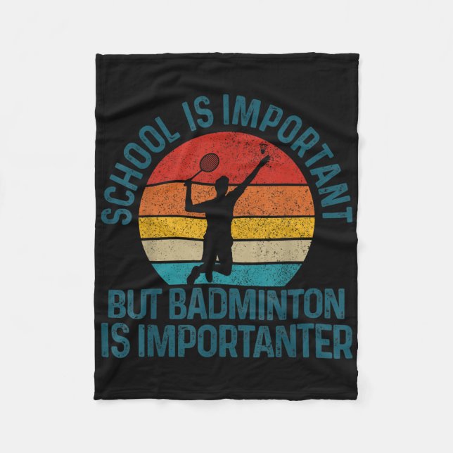 Badminton Shuttle Vintage Slogan Funny Gift  Fleece Blanket (Front)
