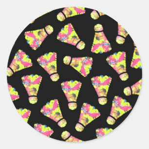 Badminton Shuttlecock Art Colourful pattern gift Classic Round Sticker