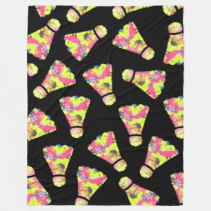 Badminton Shuttlecock Art Colourful pattern gift Fleece Blanket