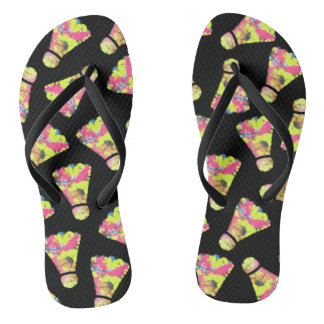 Badminton Shuttlecock Art Colourful pattern gift Jandals