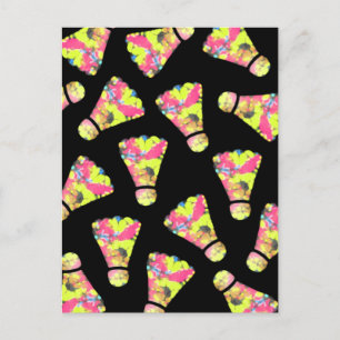 Badminton Shuttlecock Art Colourful pattern gift Postcard