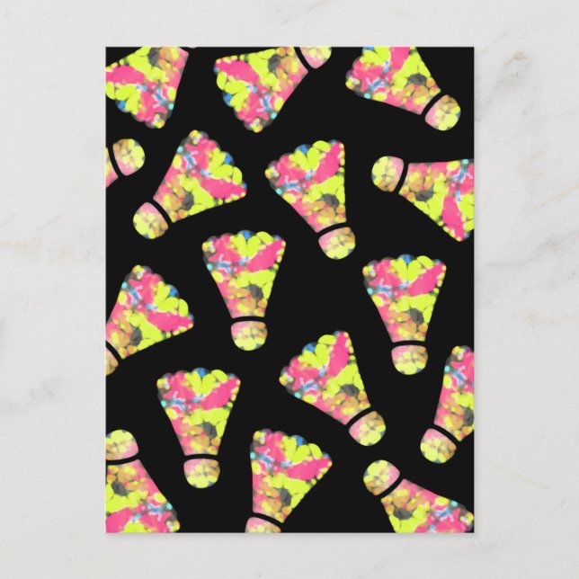 Badminton Shuttlecock Art Colourful pattern gift Postcard (Front)
