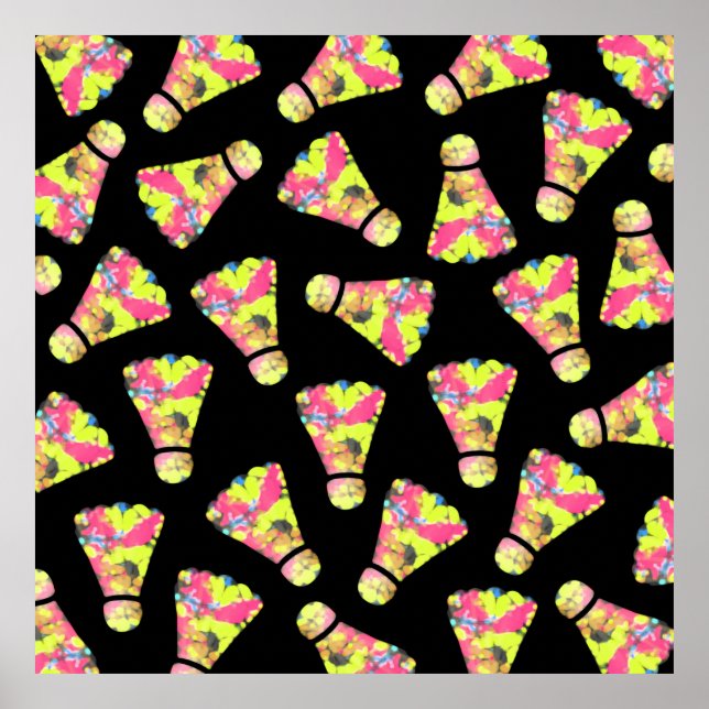 Badminton Shuttlecock Art Colourful pattern gift Poster (Front)