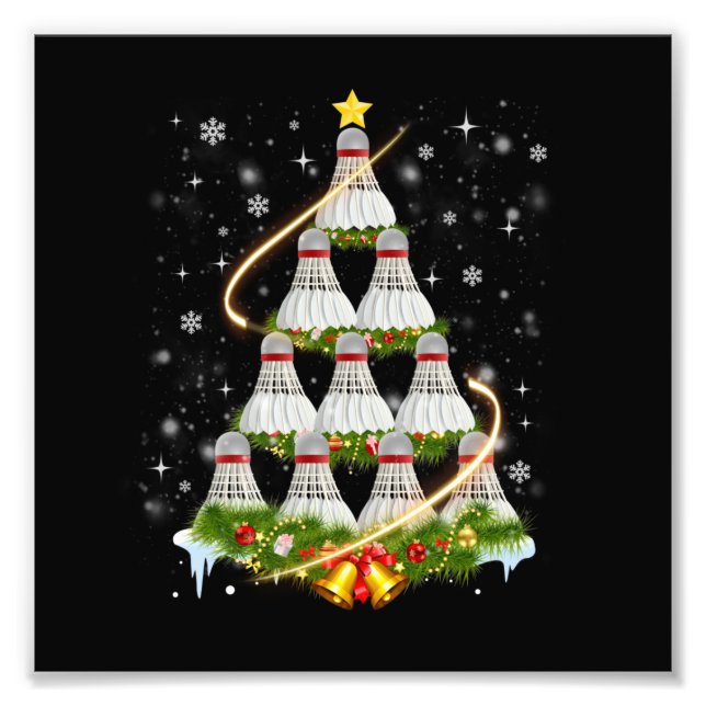 Badminton Shuttlecock Christmas Tree Badminton Lov Photo Print (Front)