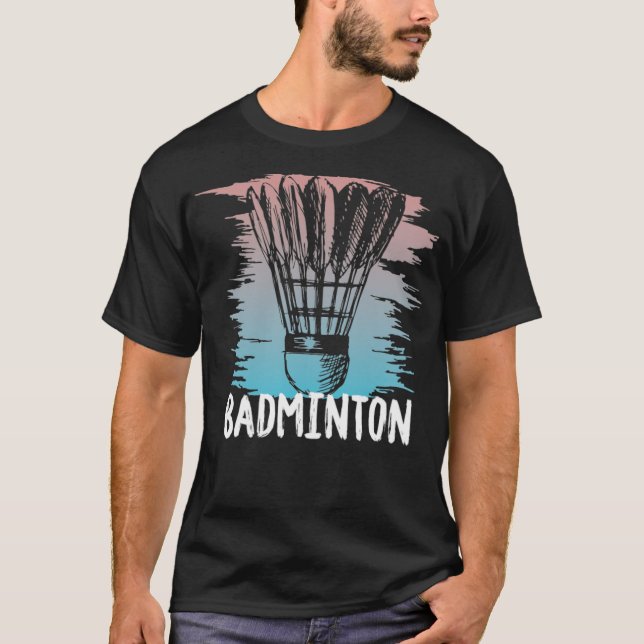 badminton shuttlecock funny sports racket gift gif T-Shirt (Front)