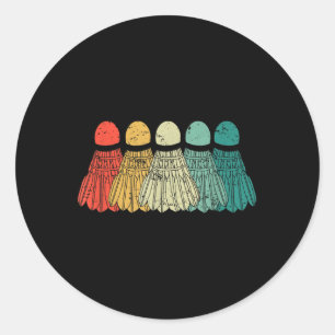Badminton Shuttles Game Match Racket Ball Retro Vi Classic Round Sticker