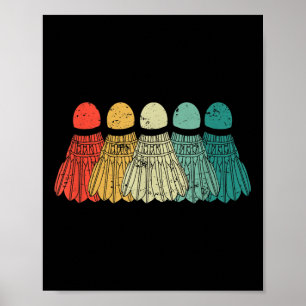 Badminton Shuttles Game Match Racket Ball Retro Vi Poster