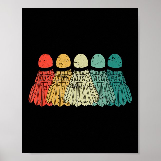 Badminton Shuttles Game Match Racket Ball Retro Vi Poster (Front)
