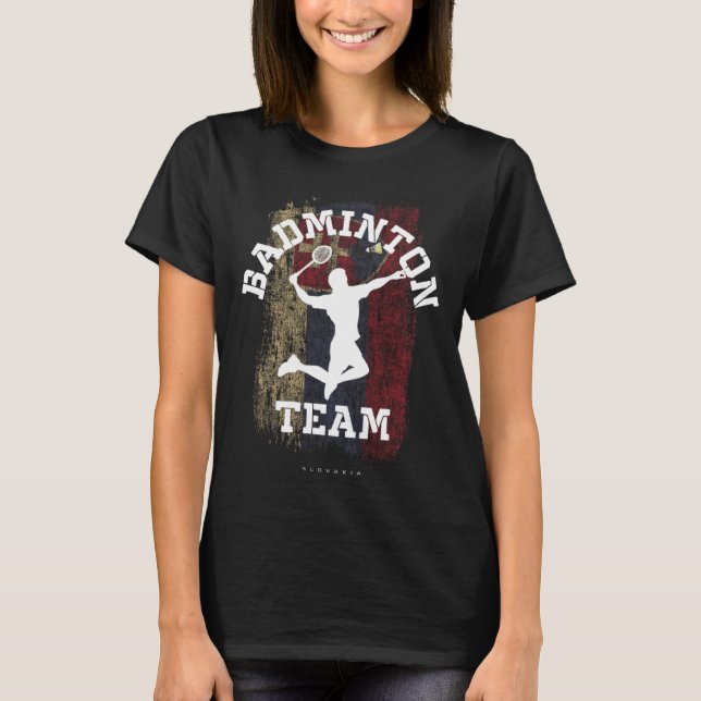 Badminton Slovakia Net Games Player Badminton T-Shirt (Front)