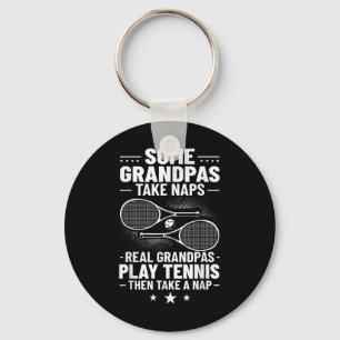 Badminton Some Grandpas Take Naps Real Grandpas Pl Key Ring