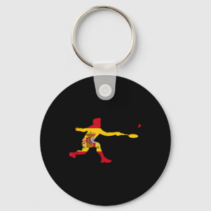 Badminton Spanish Flag Racquet Shuttle Men Player Key Ring