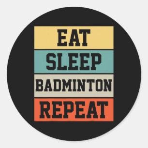 Badminton Sport Player Retro Funny Gift Classic Round Sticker