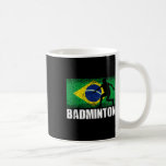 Badminton Sport, Retro Brazil Flag, Brazilian  Coffee Mug<br><div class="desc">Badminton Sport,  Retro Brazil Flag,  Brazilian</div>