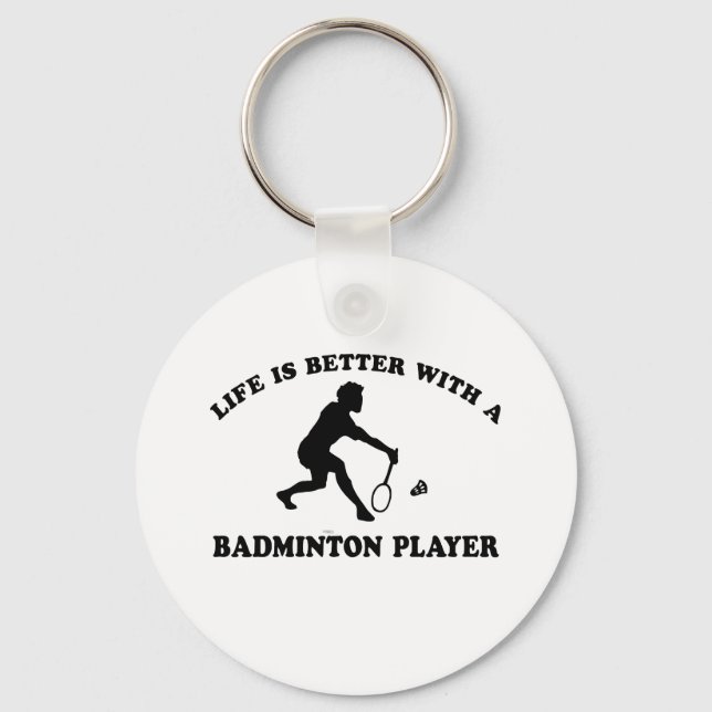 Badminton Sports Designs Key Ring (Front)