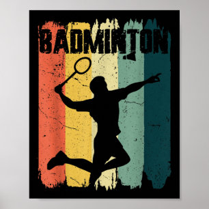Badminton Sports Retro Vintage Badminton Player  Poster