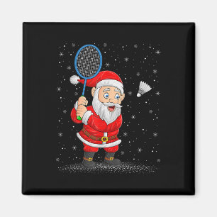 Badminton Sports Santa Claus Playing Badminton Chr Magnet