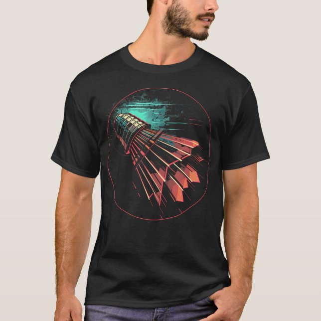 Badminton Steampunk Shuttlecock Player T-Shirt (Front)