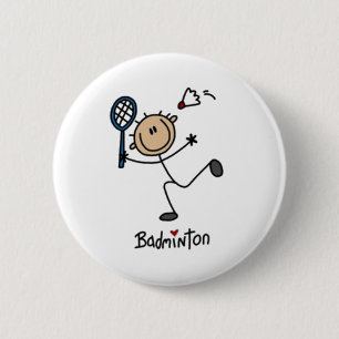 Badminton Stick Figure 6 Cm Round Badge