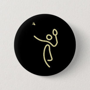Badminton Stick Man – Shuttle Gift Idea  6 Cm Round Badge