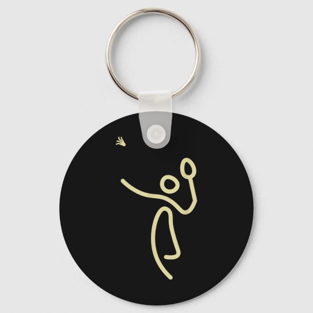 Badminton Stick Man – Shuttle Gift Idea  Key Ring (Front)