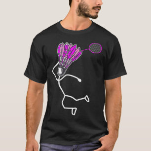 Badminton Stylish Cool Stick Figure Girl T-Shirt
