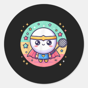 Badminton Superhero Super Hero Badminton  Classic Round Sticker