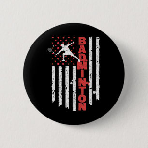 Badminton Team American Flag Usa Badminton For Wom 6 Cm Round Badge