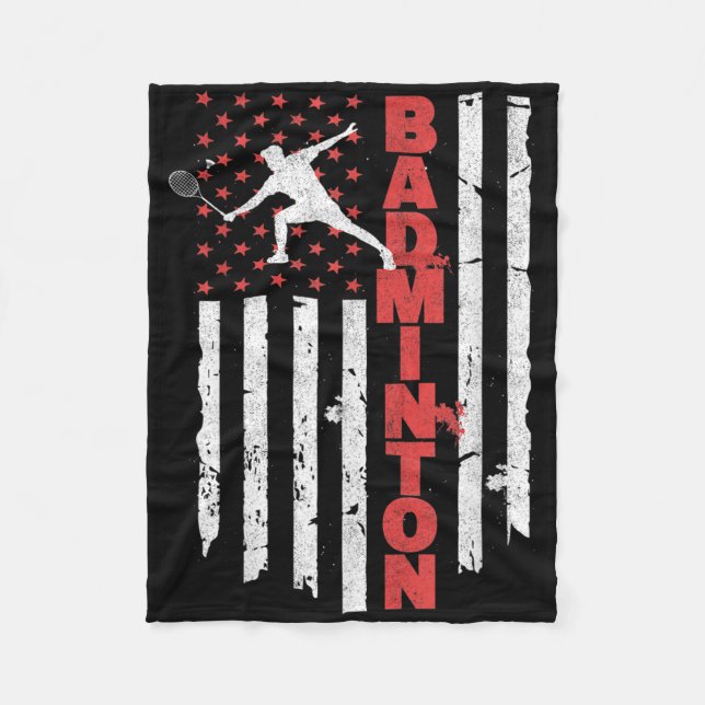 Badminton Team American Flag Usa Badminton For Wom Fleece Blanket (Front)