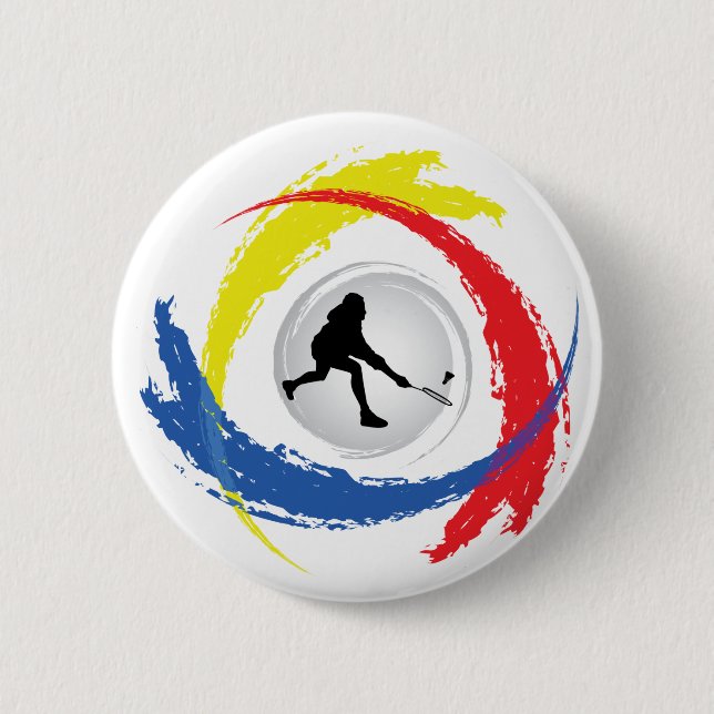 Badminton Tricolor Emblem 6 Cm Round Badge (Front)