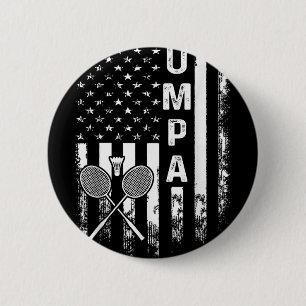 Badminton Umpa American Flag Vintage Christmas Xma 6 Cm Round Badge