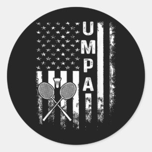Badminton Umpa American Flag Vintage Christmas Xma Classic Round Sticker