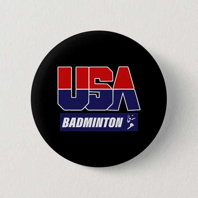 Badminton Usa  6 Cm Round Badge (Front)