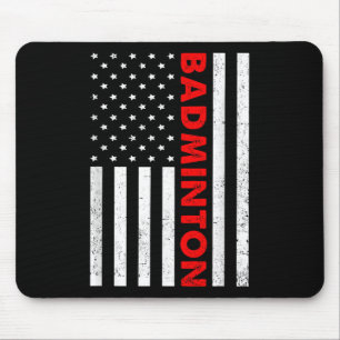 Badminton Usa Flag Graphic Badminton Player Shuttl Mouse Pad