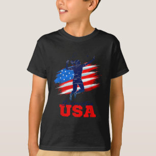 Badminton Usa Support Team American Flag Sports Lo T-Shirt