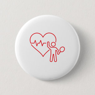 Badminton Valentines Day Heartbeat My Valentine  6 Cm Round Badge