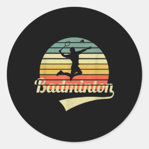 Badminton Vintage Badminton Player Badminton Sport Classic Round Sticker