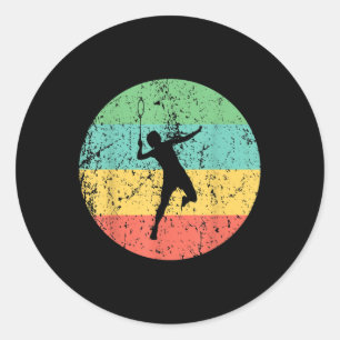 Badminton Vintage Retro Badminton Player Classic Round Sticker