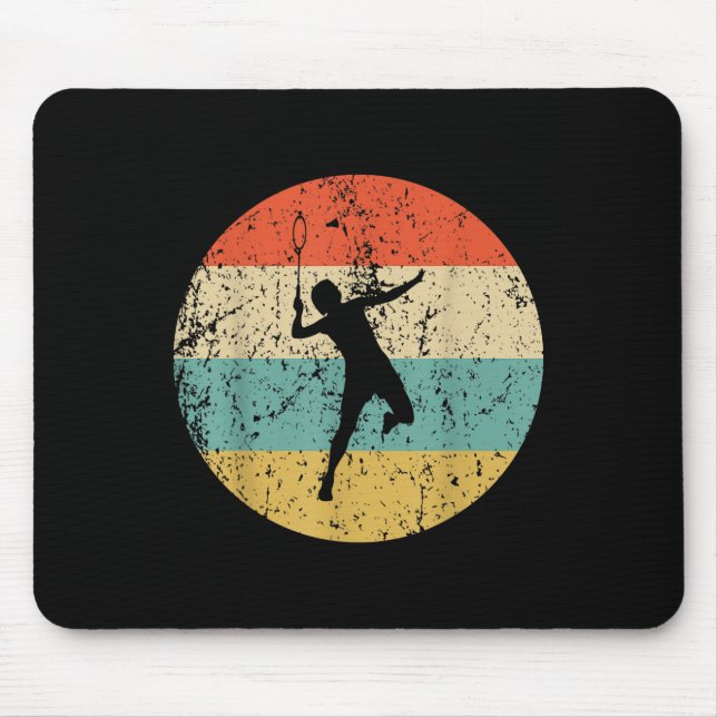 Badminton Vintage Retro Badminton Player  Mouse Pad (Front)