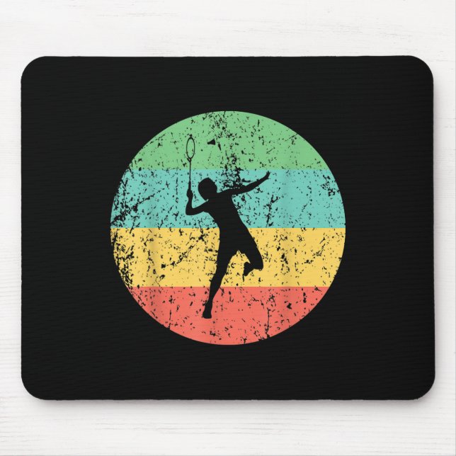Badminton Vintage Retro Badminton Player  Mouse Pad (Front)