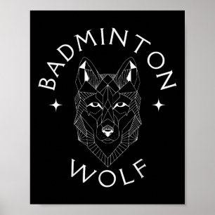 Badminton Wolf Player Racket Shuttle Sports  Poster
