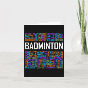 Badminton Words Lover Gift Badminton Player Gifts  Card