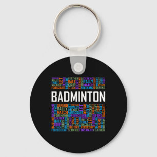 Badminton Words Lover Gift Badminton Player Gifts Key Ring