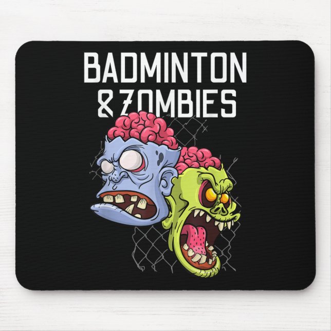 Badminton Zombies Funny Sports Game Racket Shuttle Mouse Pad (Front)