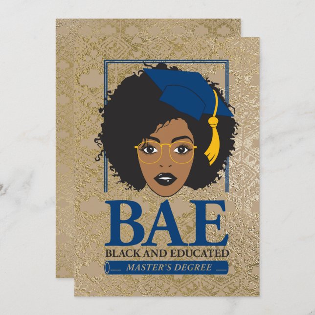 BAE Black and Educated Master's Degree Graduation Invitation (Front/Back)